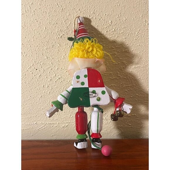 Clown Ornament Rare Kurt S. Adler Wooden Hand Painted Jester Vintage 1983 - Picture 3 of 4